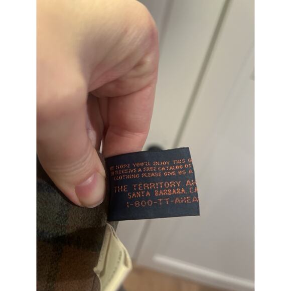 The Territory Ahead Mens M Trench Coat Solid Olive Button-Front Flannel Lined - Picture 10 of 11